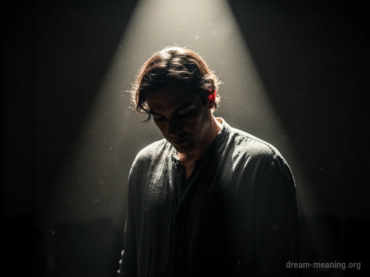 Silhouette of a person standing alone in a bright spotlight.