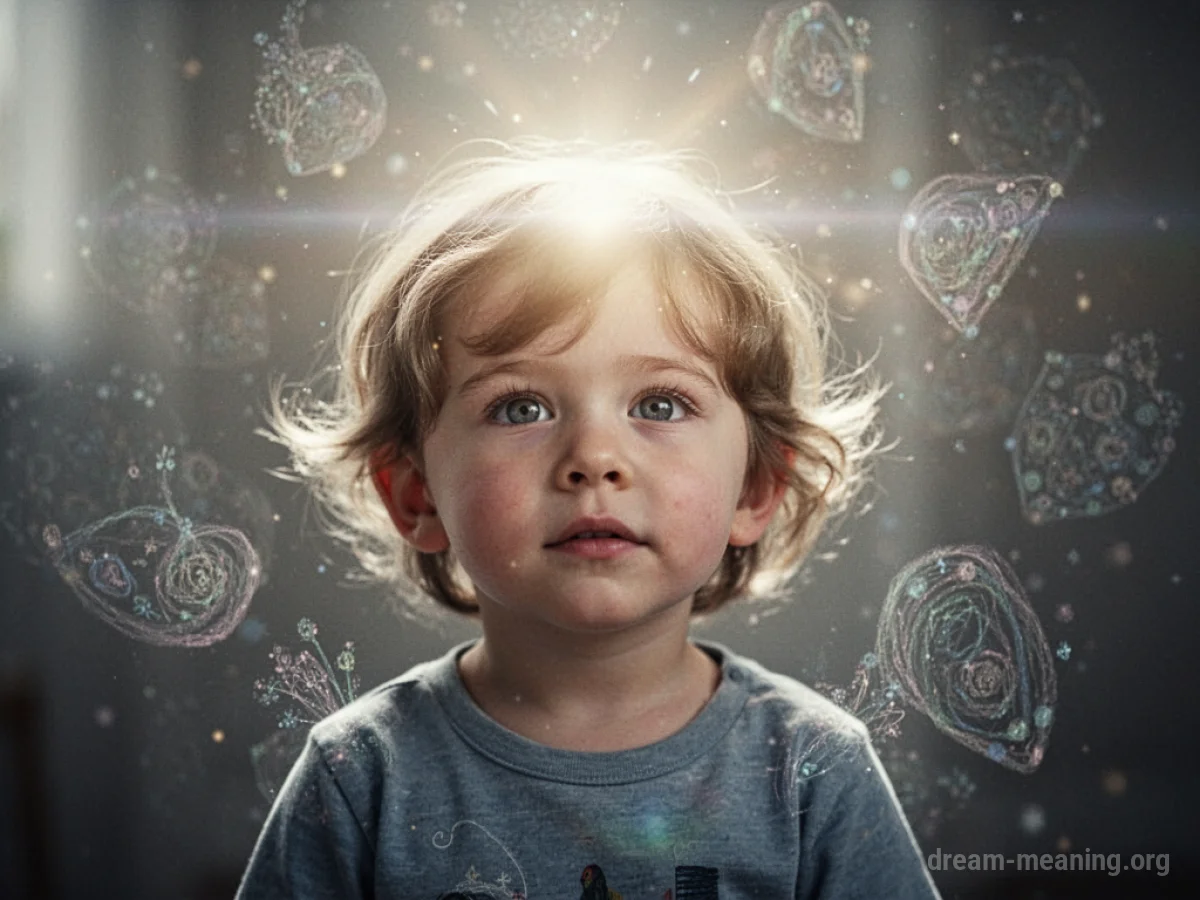 A child's silhouette with a glowing aura of light above their head.