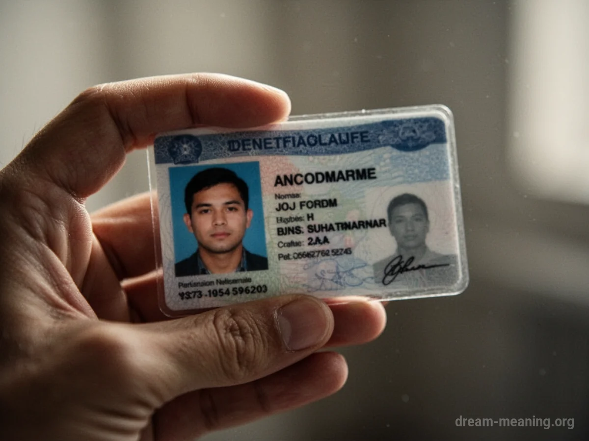 A person's hand holding a newly made identification card with a blurred photo and text.
