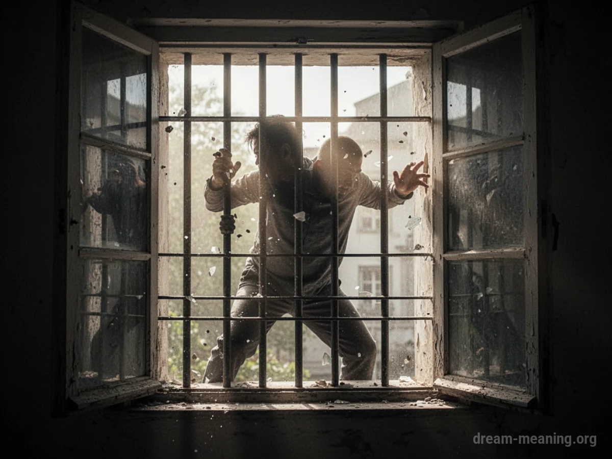 Silhouette of a person emerging from a dark, confined space into bright light.