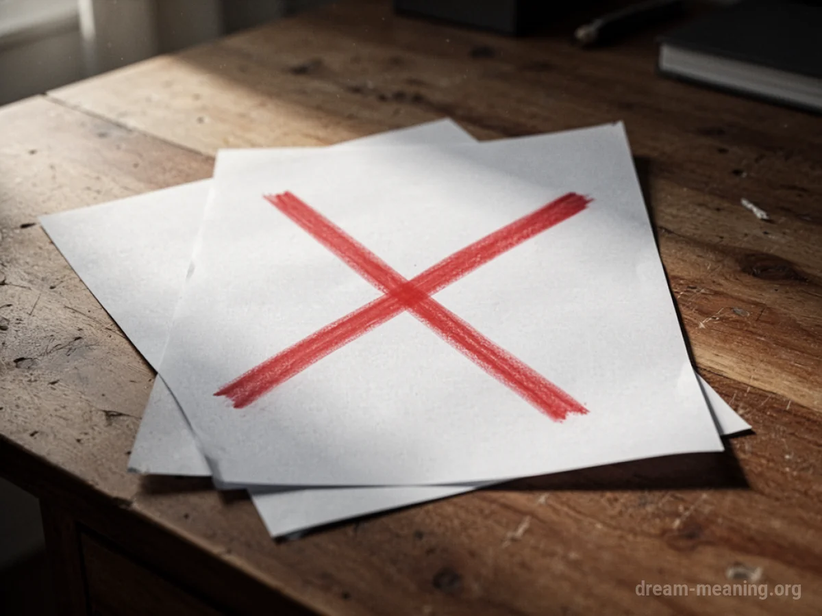 A blank paper with a large red X marked on it.