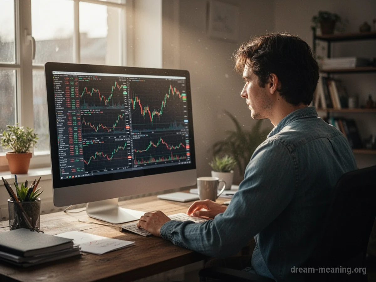 Person looking at financial charts on a computer screen.