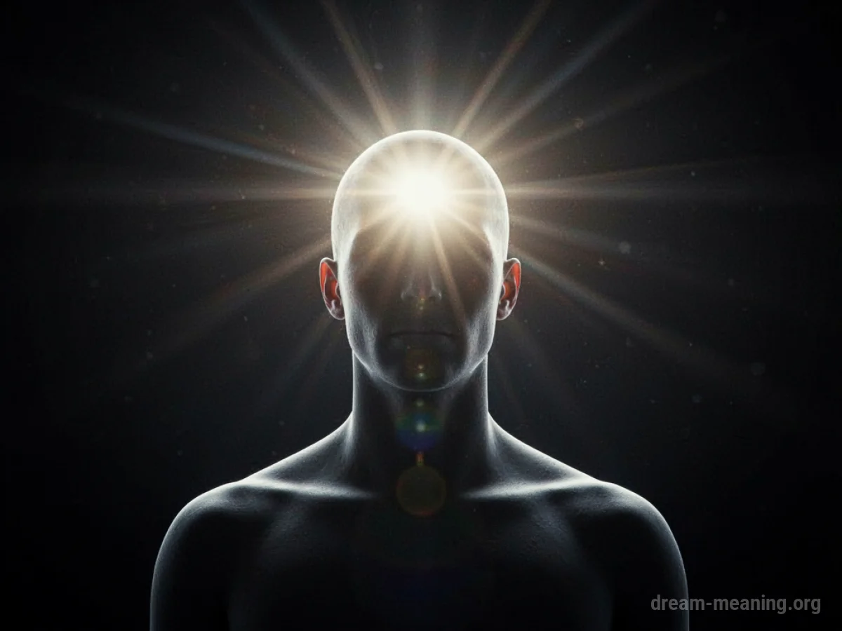 Silhouette of a person with a bright light glowing from their head.