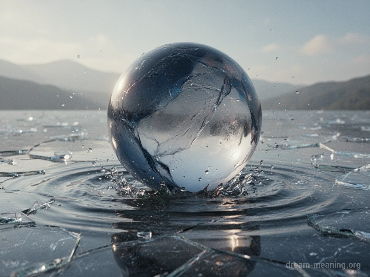 An abstract sphere striking a rippling surface.