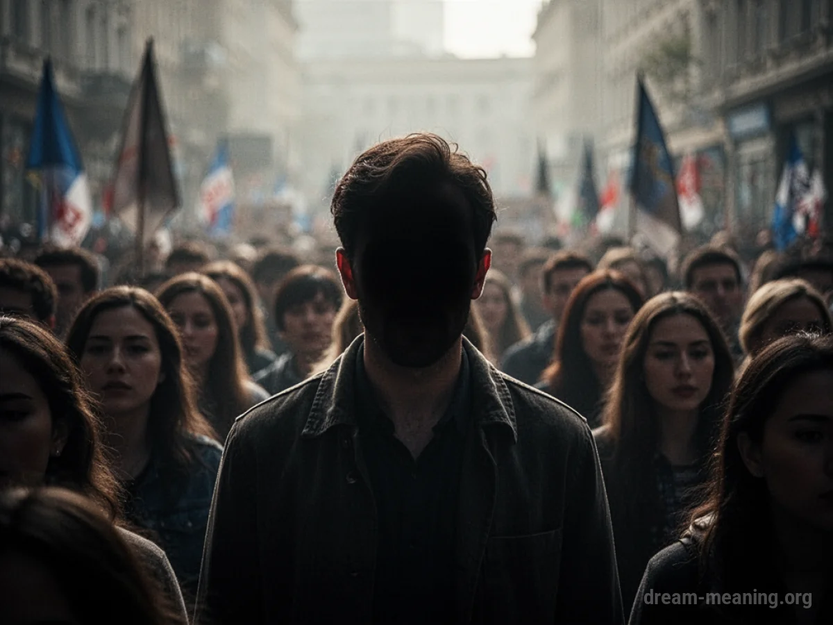 A silhouette of a person standing in a crowd.