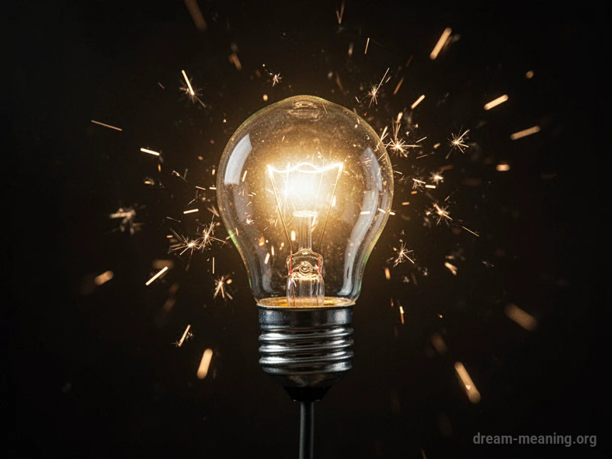 A glowing lightbulb emitting sparks.