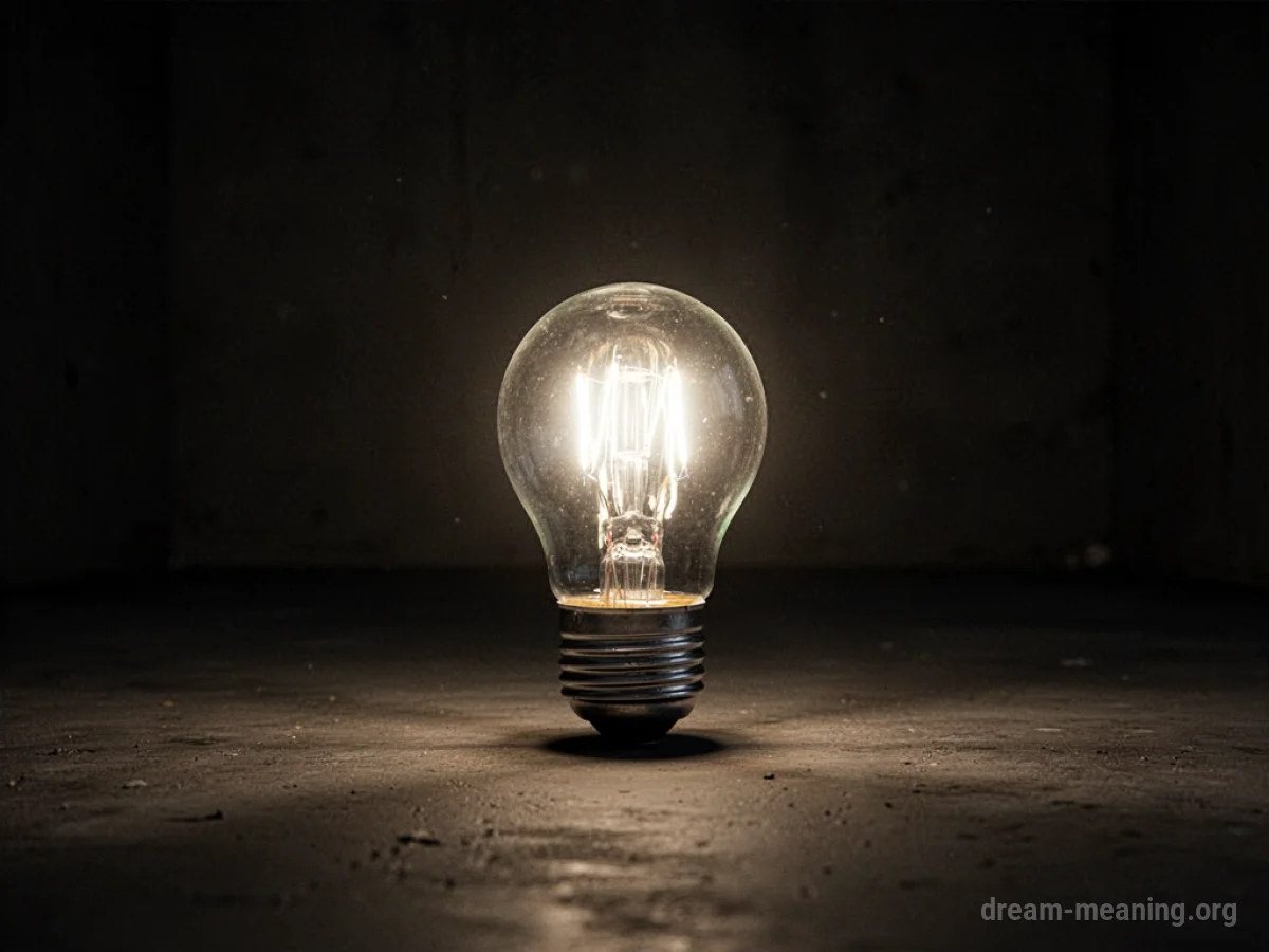 A bright light bulb illuminates a dark room.