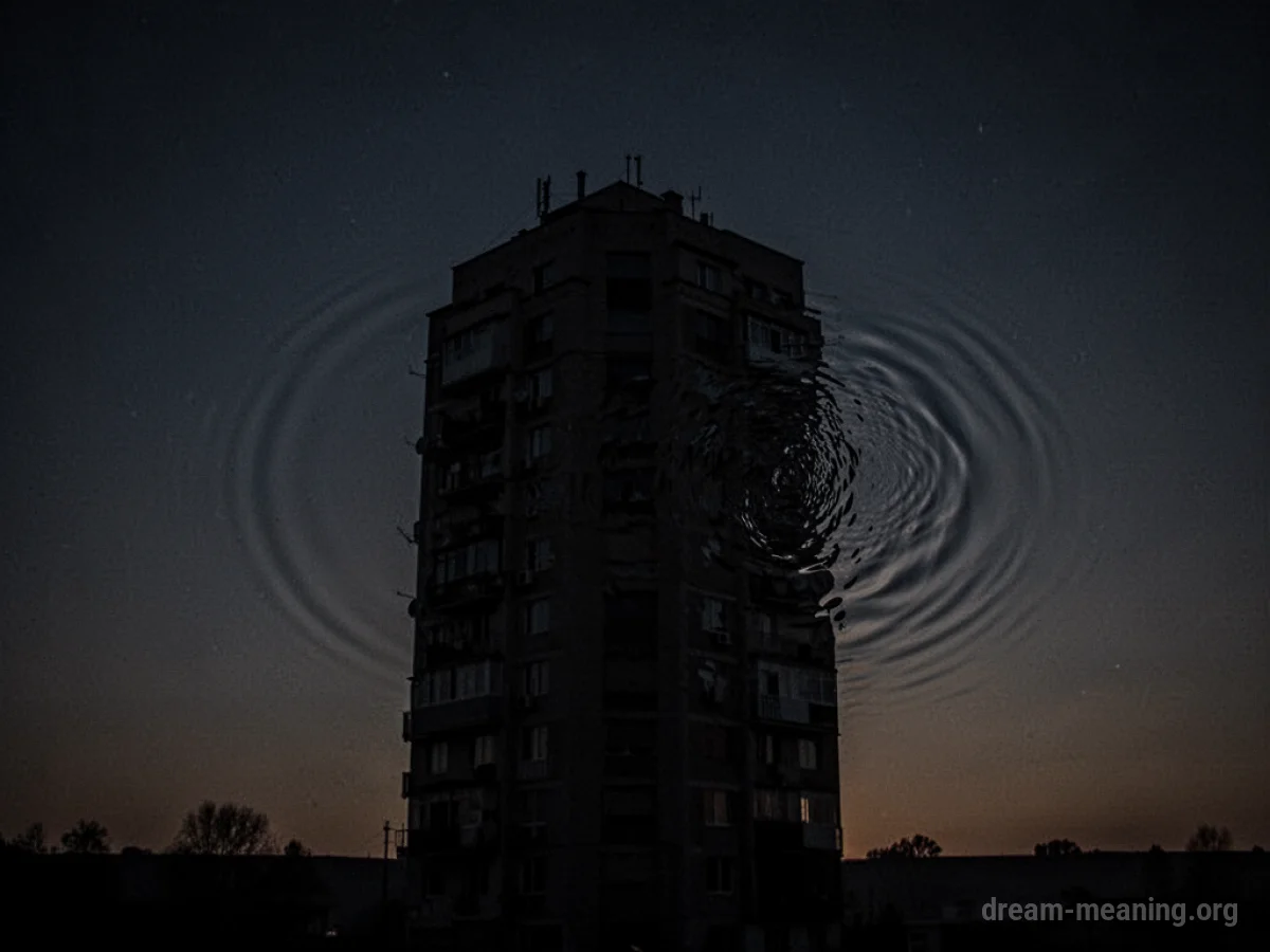 Silhouette of a building with a subtle disturbance effect.