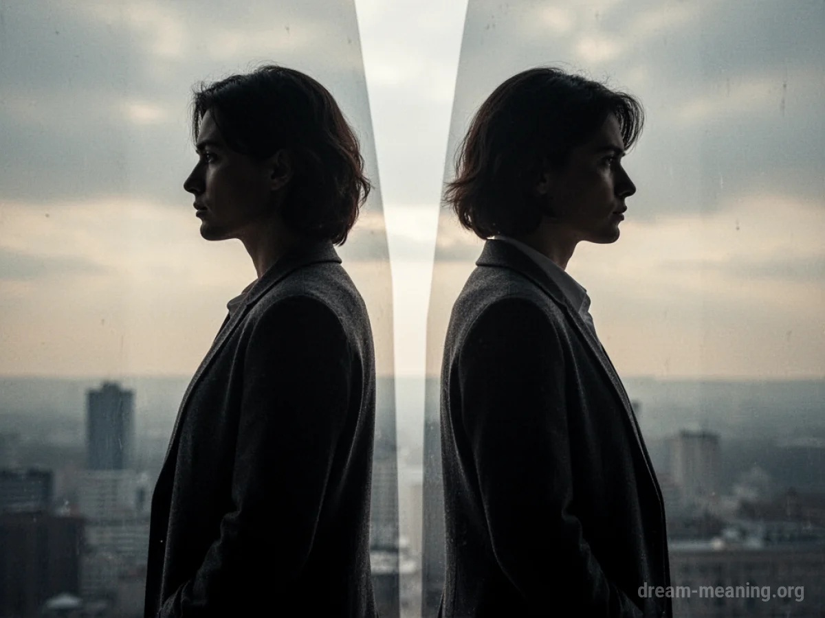 Two distant silhouettes with a large empty space separating them.