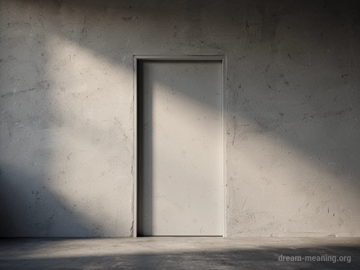 A plain wall with a single closed door.
