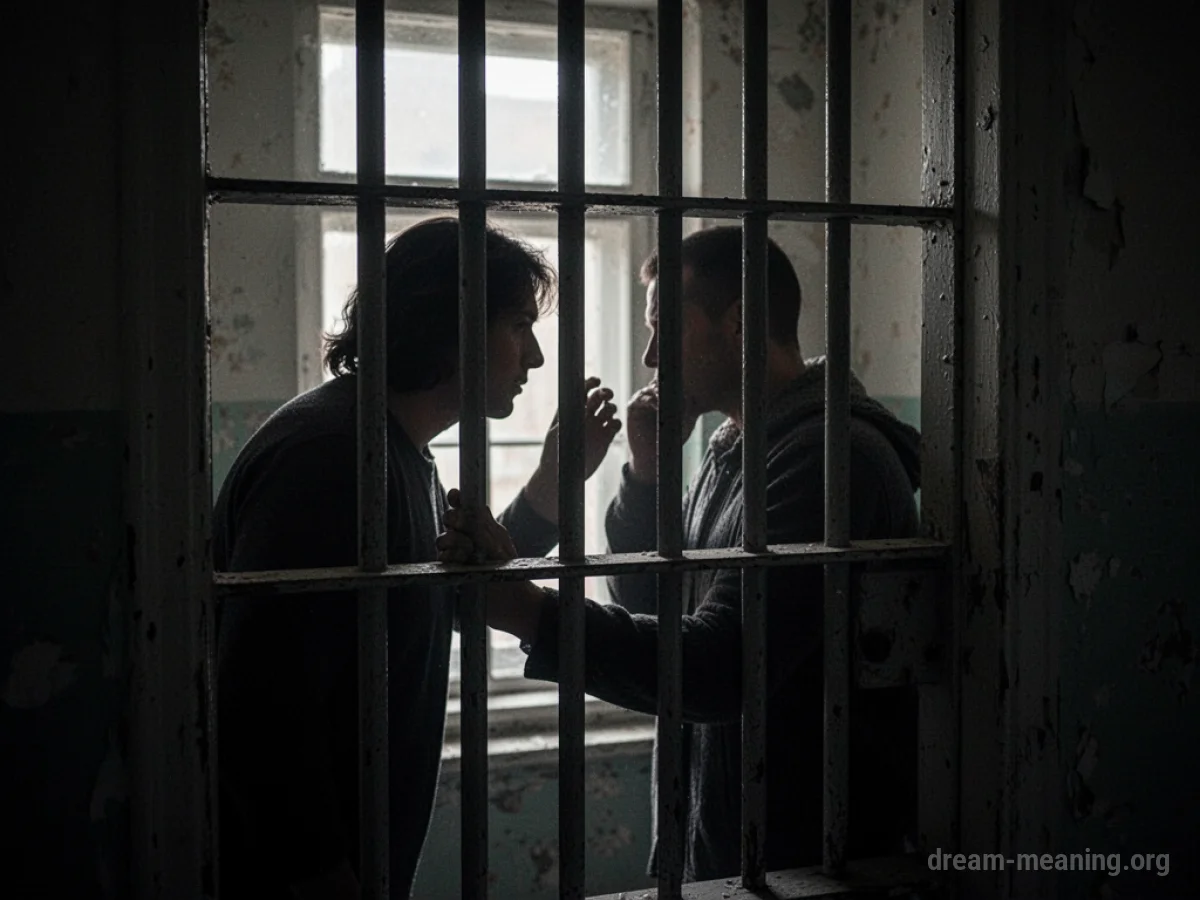Silhouette of a person seen through prison bars.