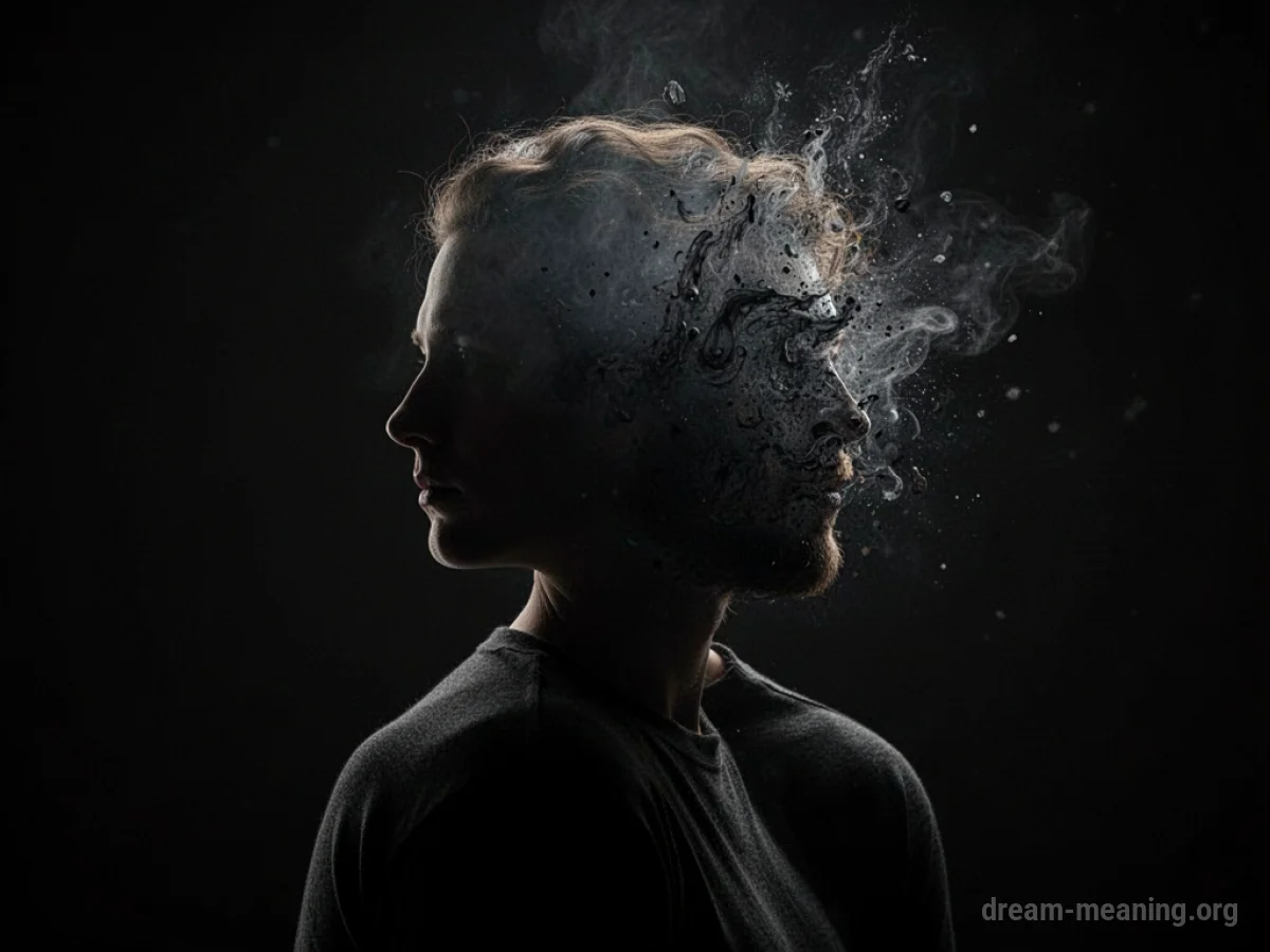 Silhouette of a person's head fading away.