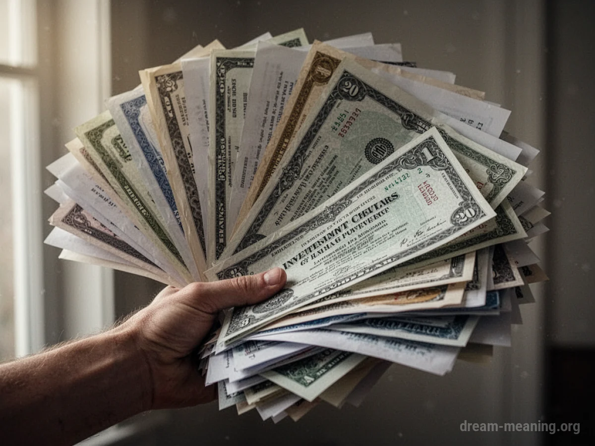 A hand holding a stack of financial papers.