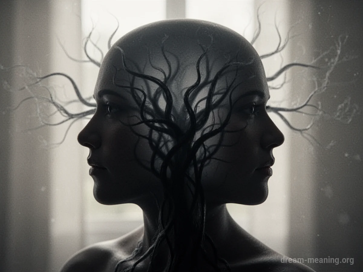 Silhouette of a person's head with shadowy shapes entering.