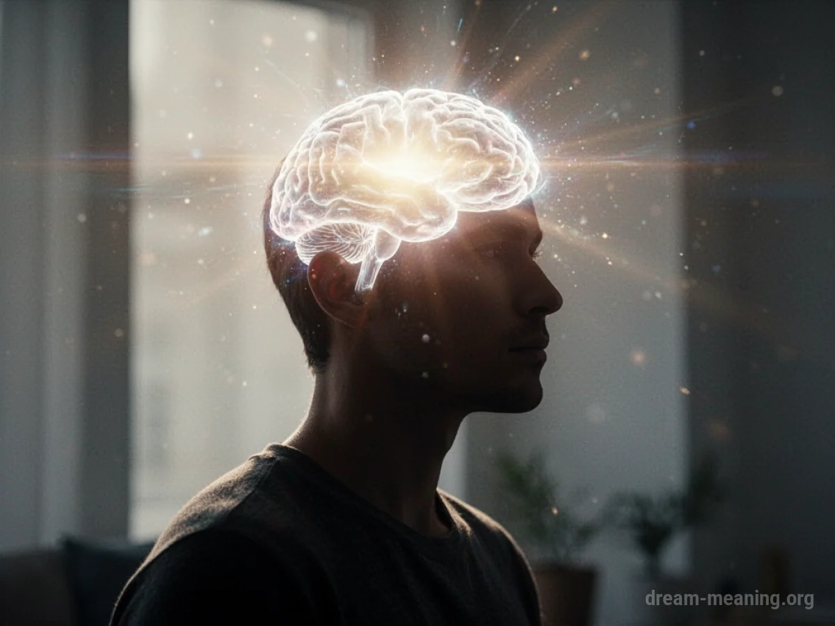 Silhouette of a person with a bright light expanding from their head.