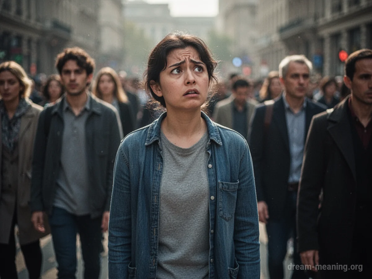 A person isolated in a busy crowd.