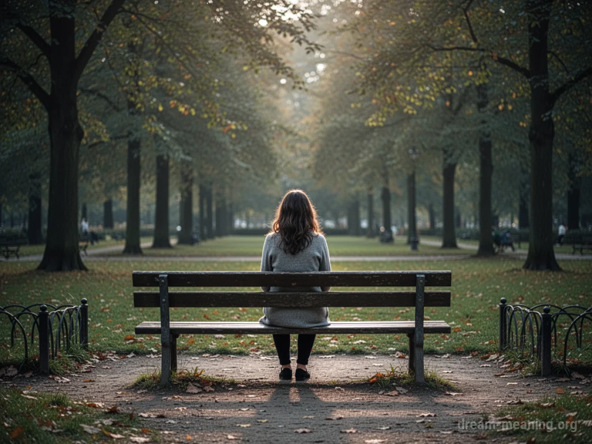A woman sitting alone on a park bench.