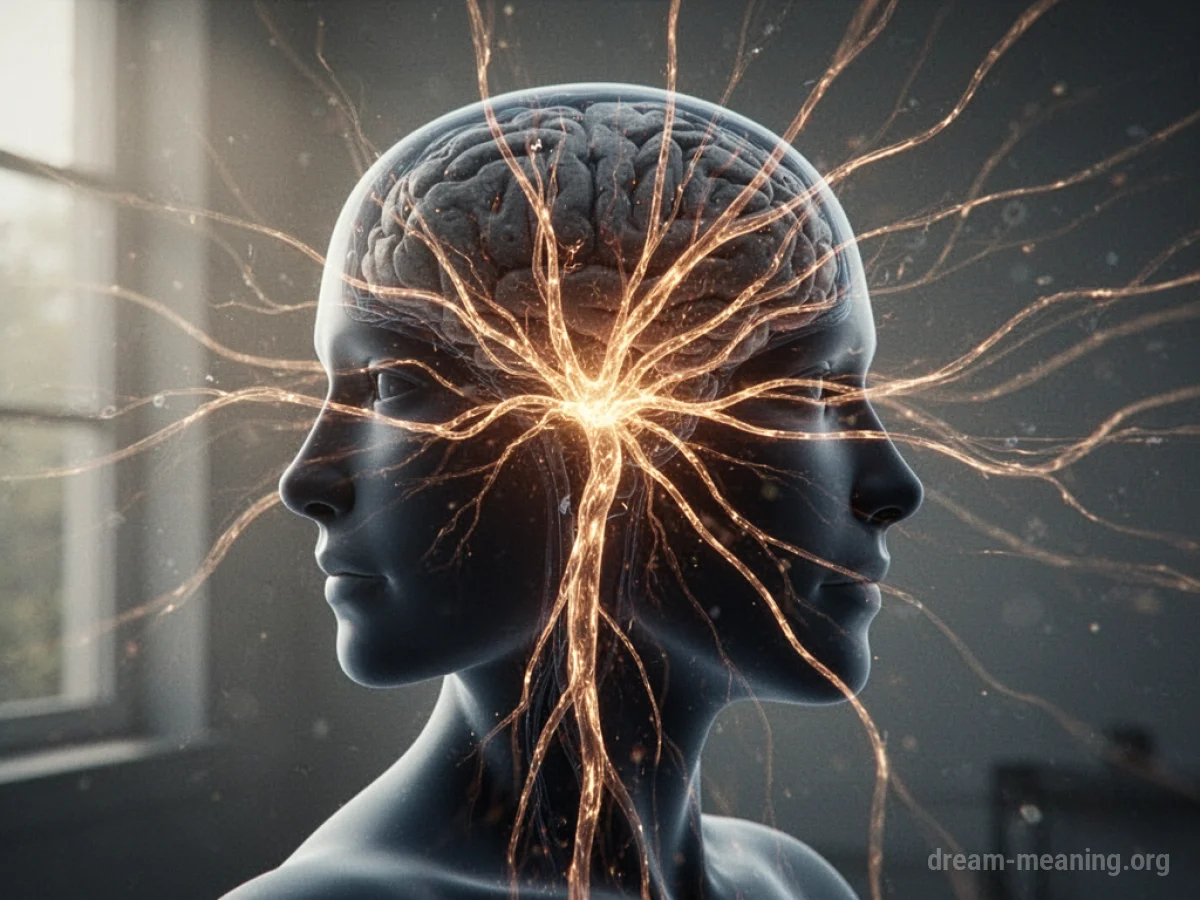 Silhouette of a human head with intricate, glowing internal patterns.