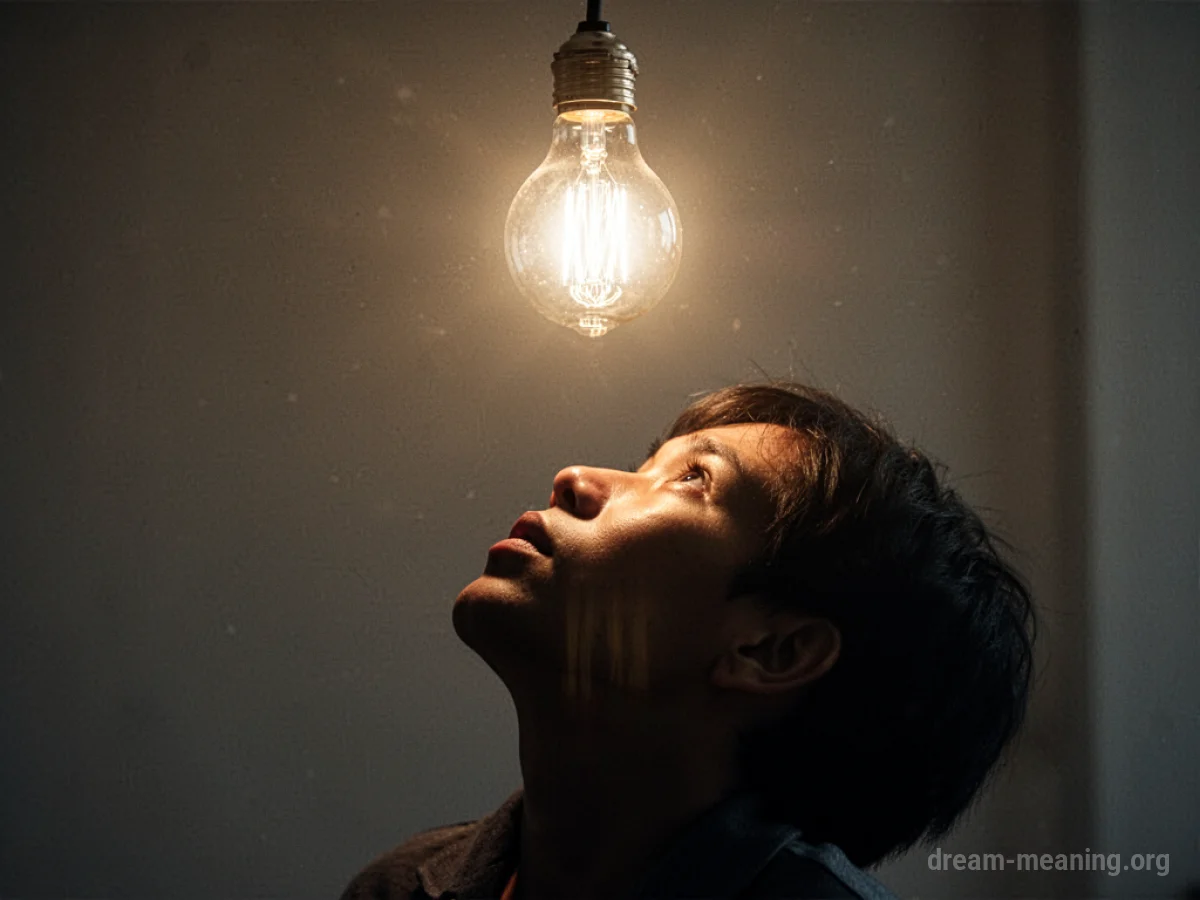 A glowing lightbulb above a person's silhouette.