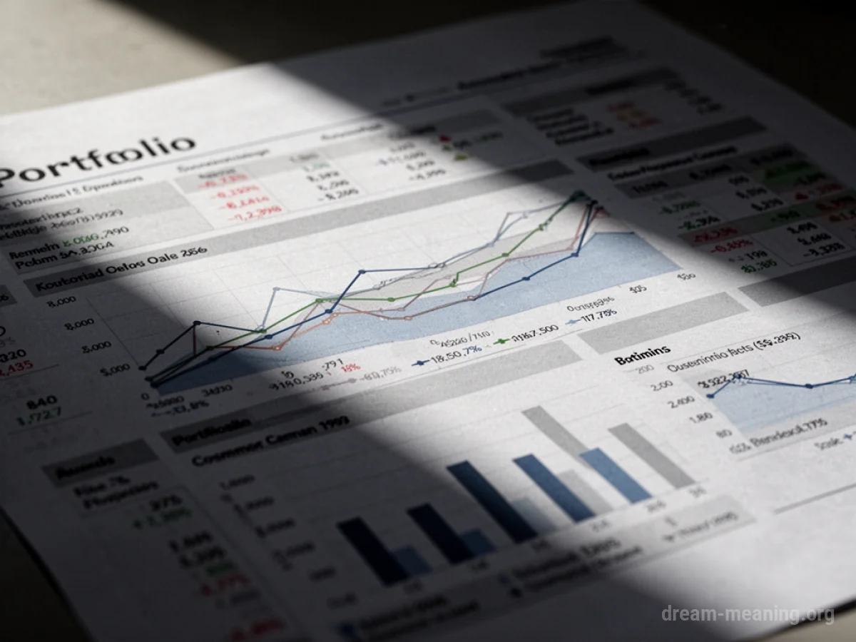 Close-up of a financial portfolio document with various charts.