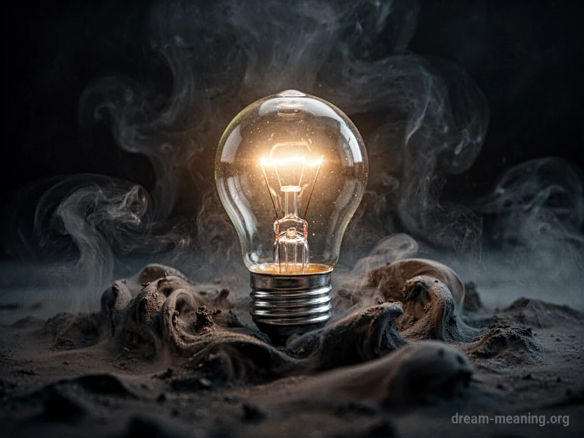 A bright lightbulb appearing in a dark, misty background.
