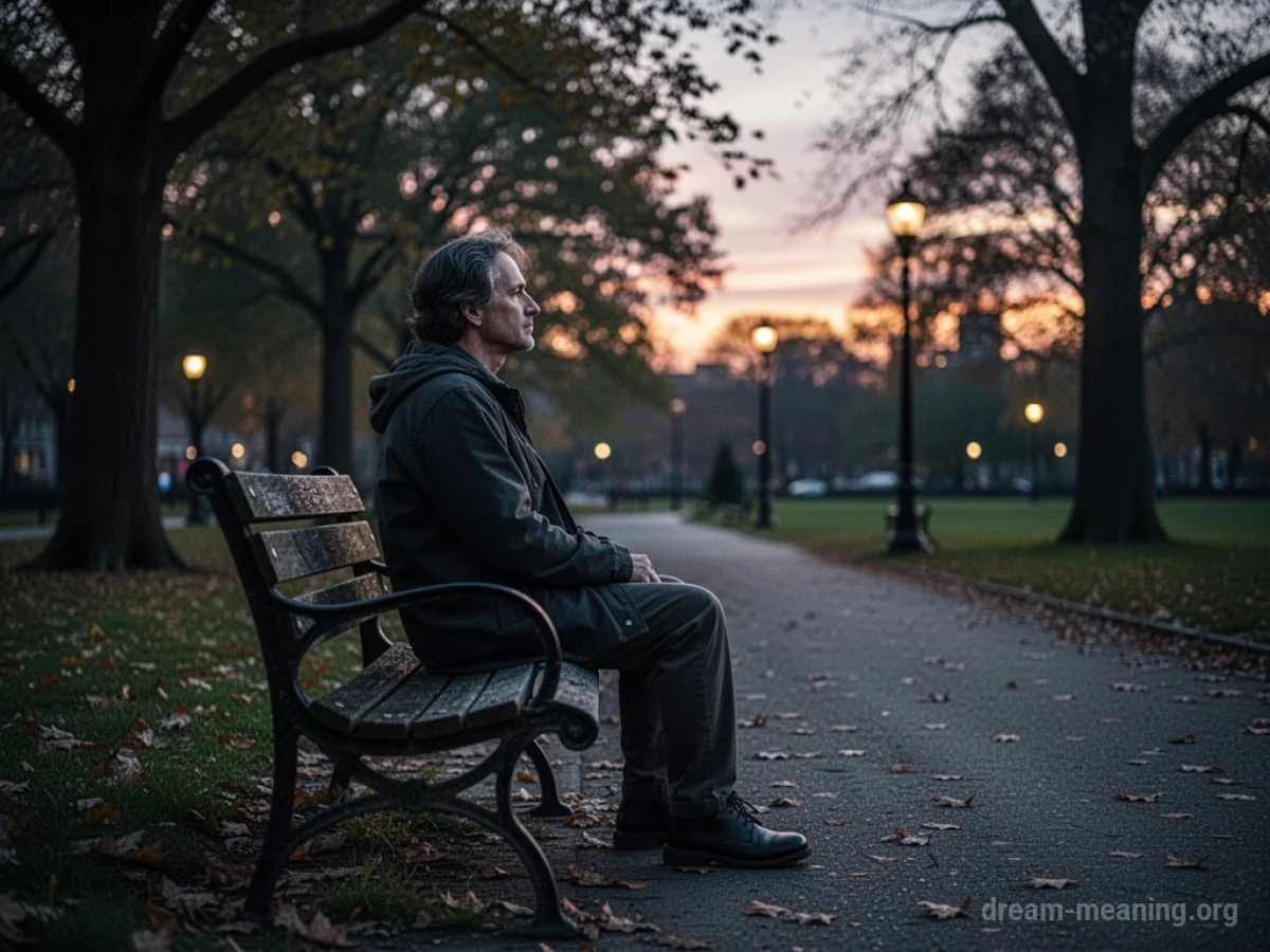 A person sits alone on a park bench.