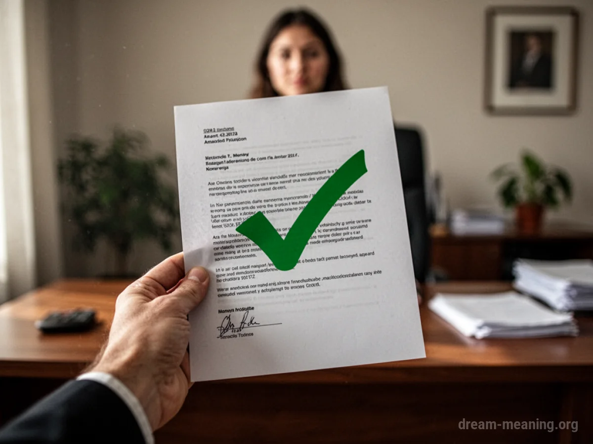 A hand holding a document with a green checkmark.
