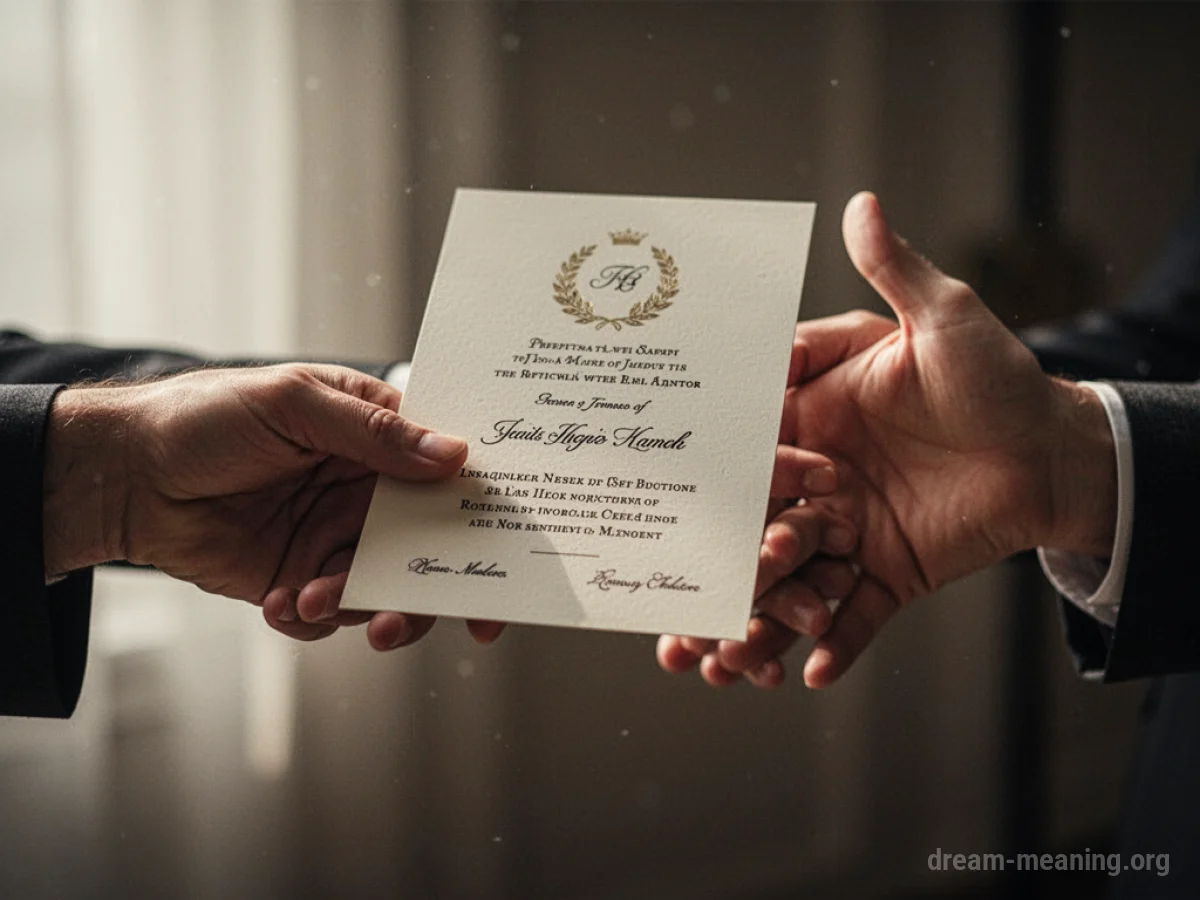 A hand turning away from an offered invitation.