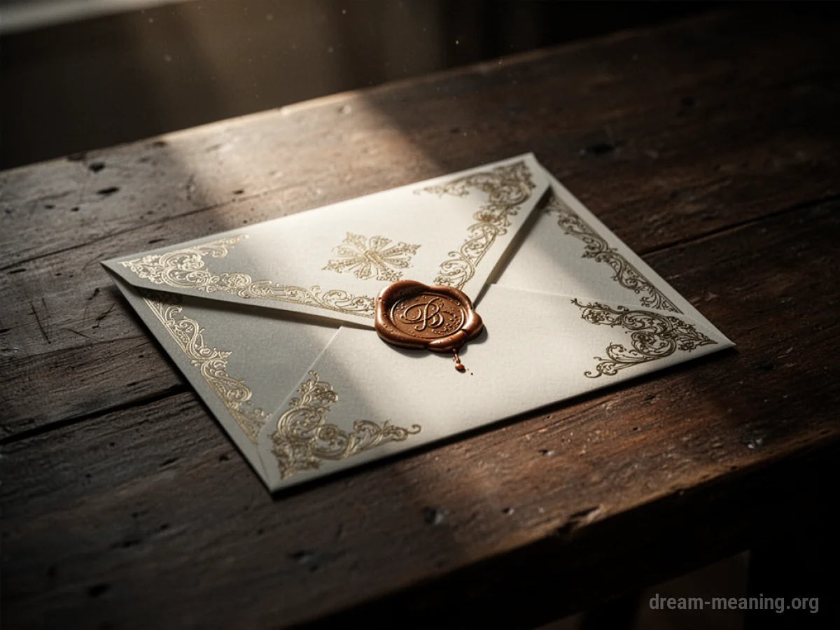 A sealed envelope on a dark table.