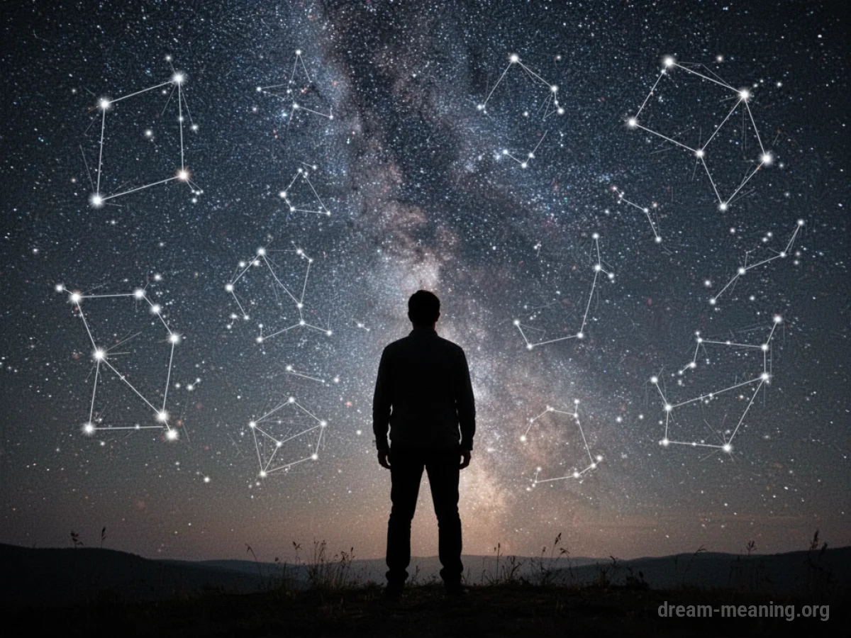 Silhouette of a person looking at a starry sky.