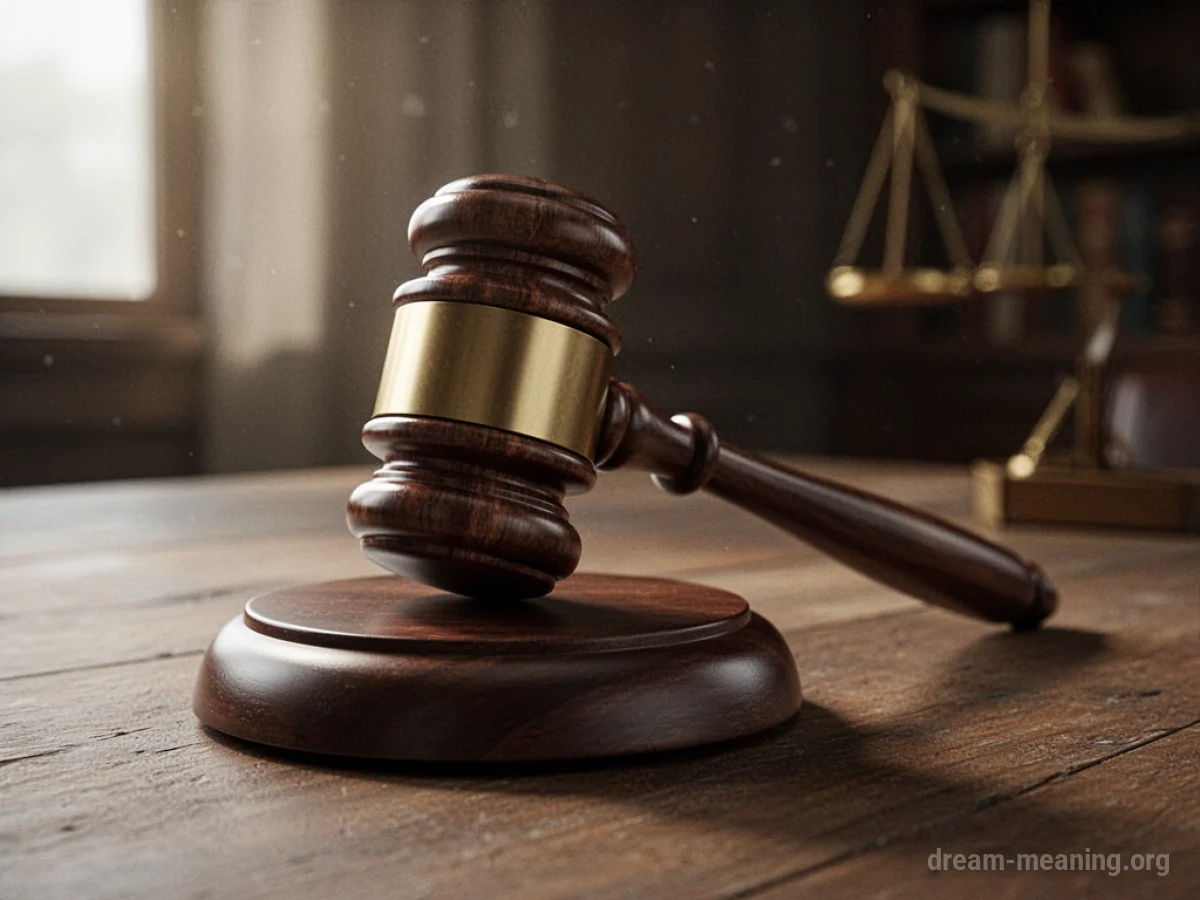 A wooden gavel on a polished surface.