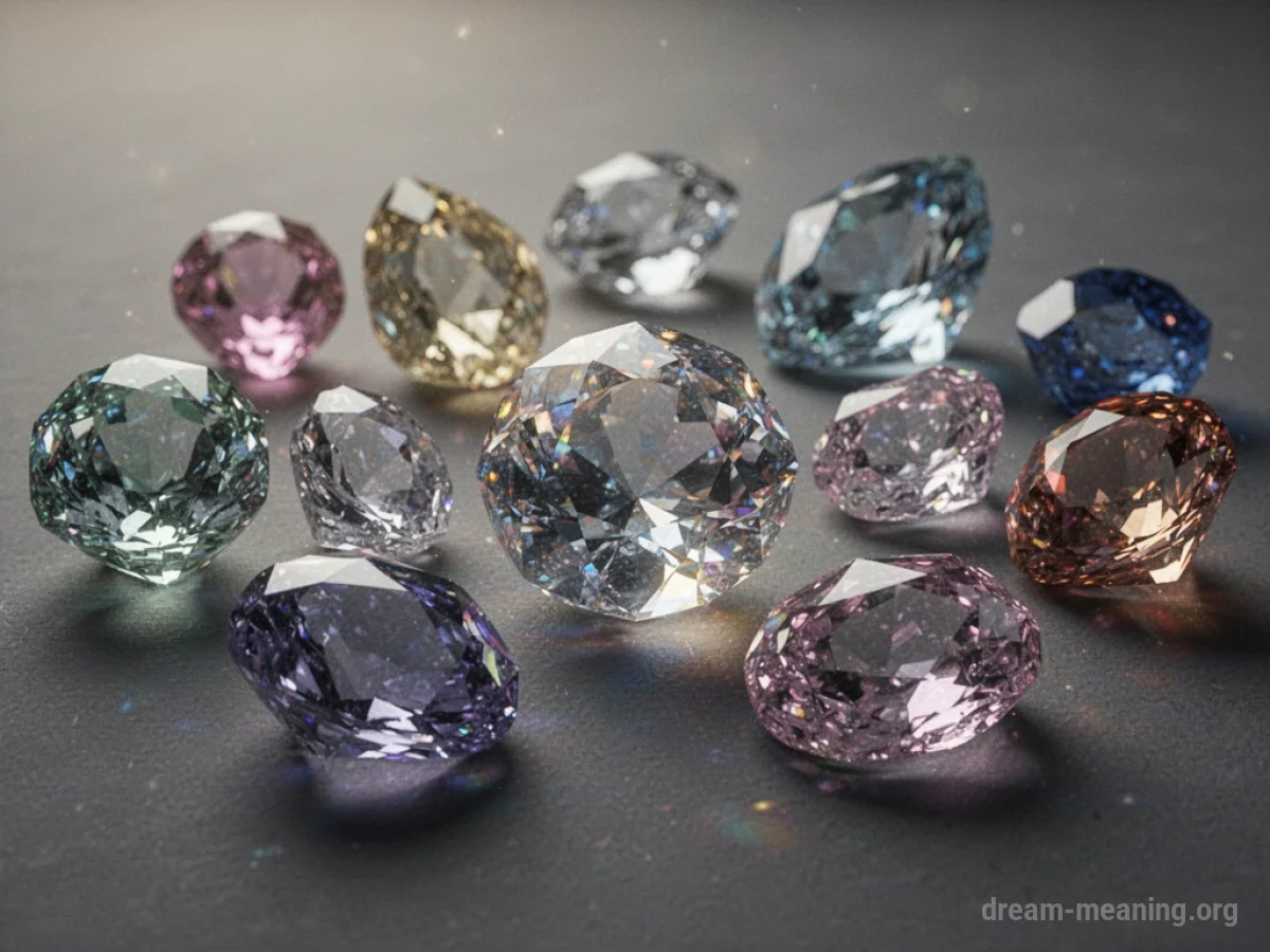 Several brightly shining gemstones.