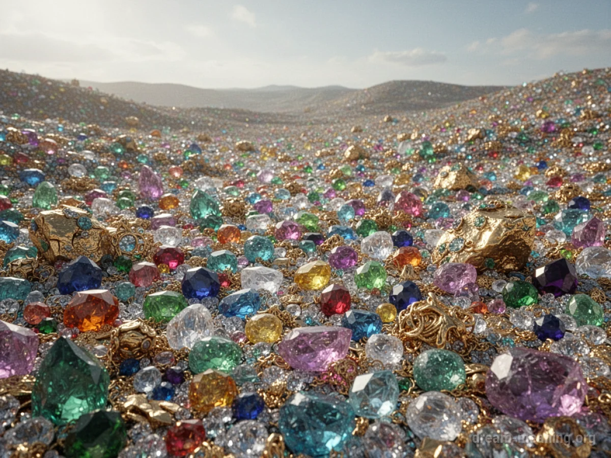 A wide expanse of land completely covered in various types of glittering jewels.