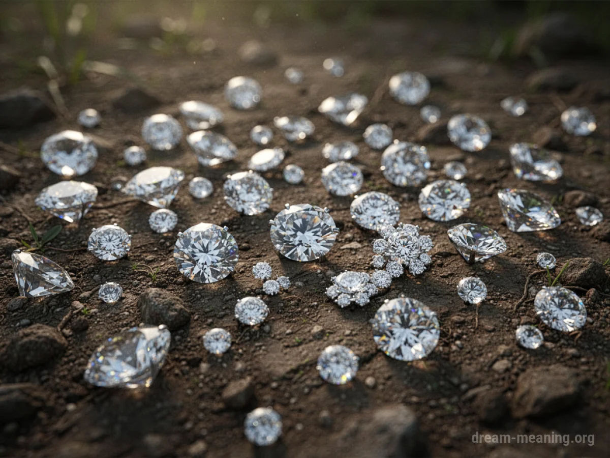 Various colorful gemstones scattered across dirt and soil.