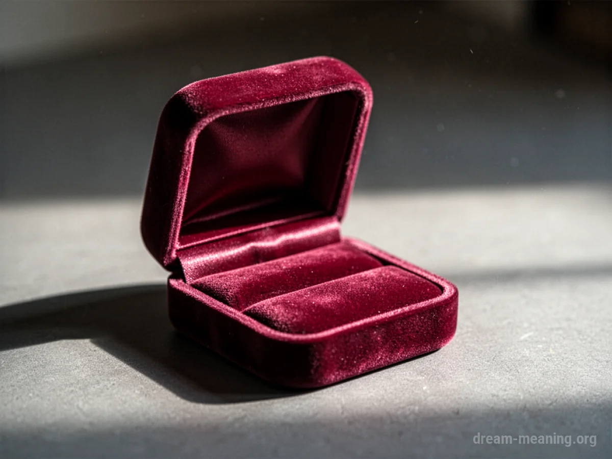 An open, empty velvet jewelry box.