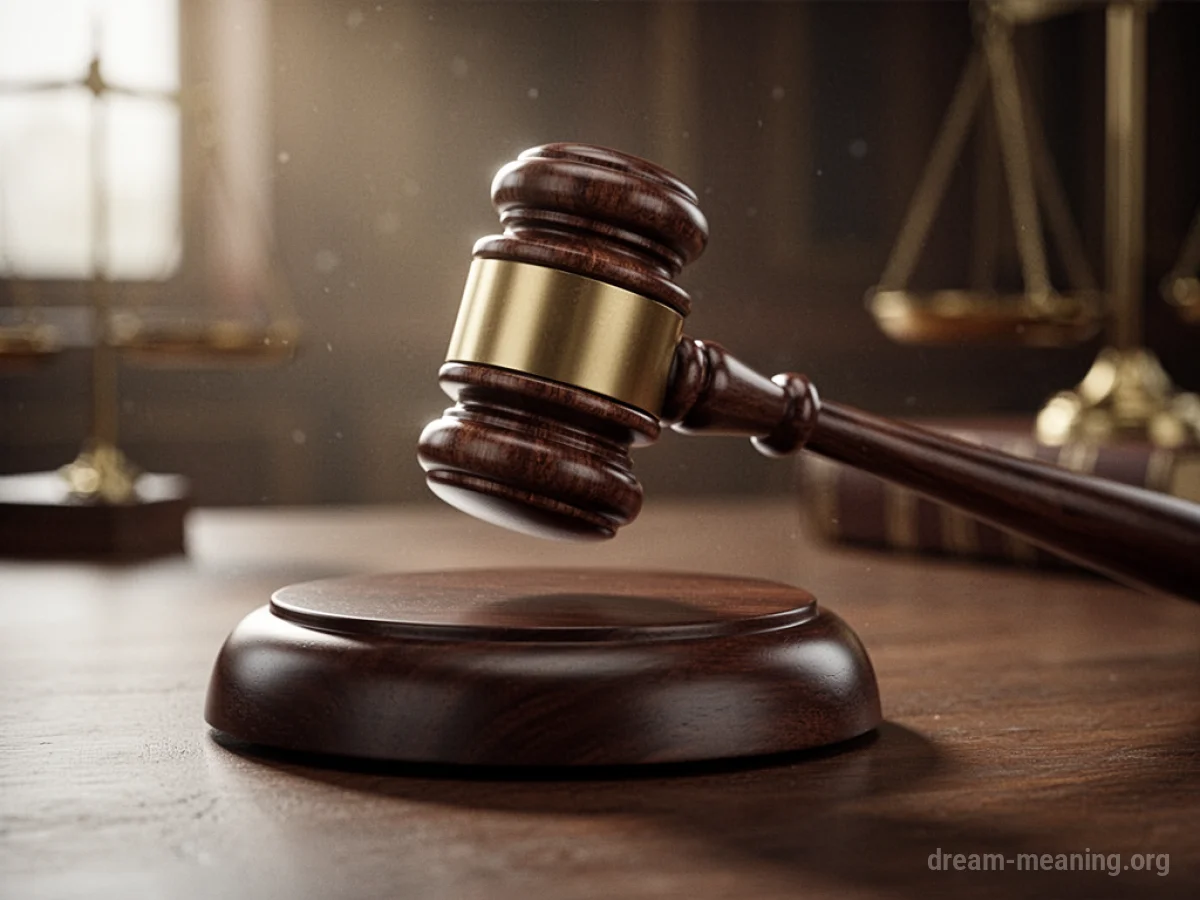 A wooden gavel poised above a sounding block.