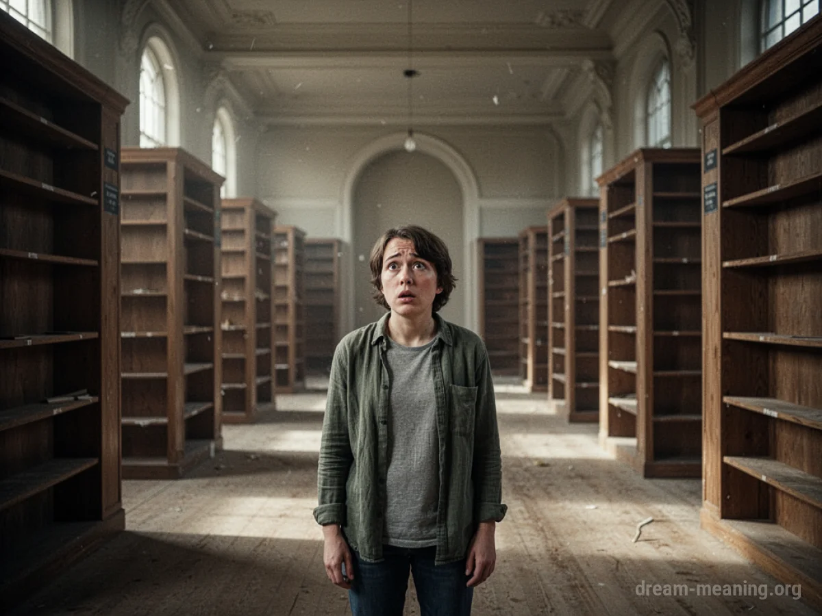A solitary figure in an empty library.