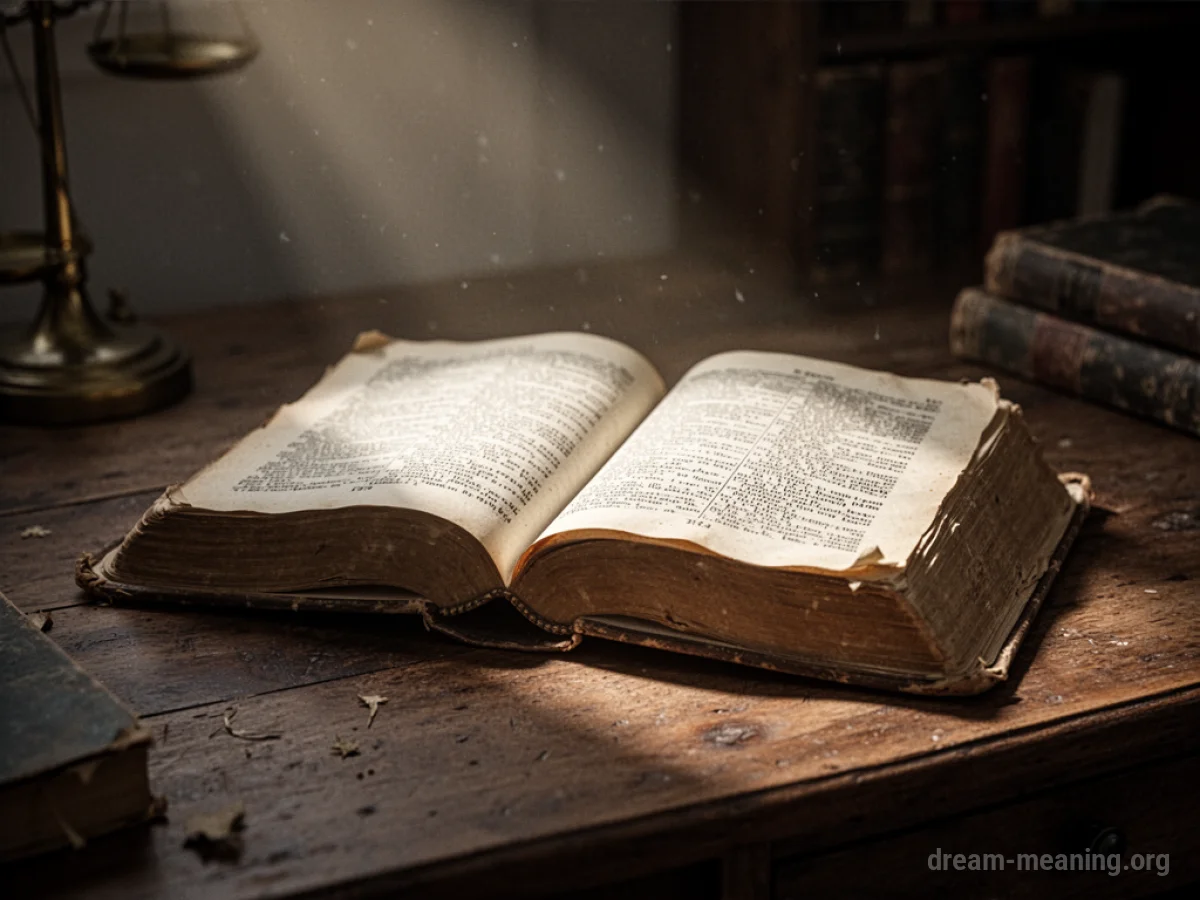 An open book on a desk with light shining on its pages.