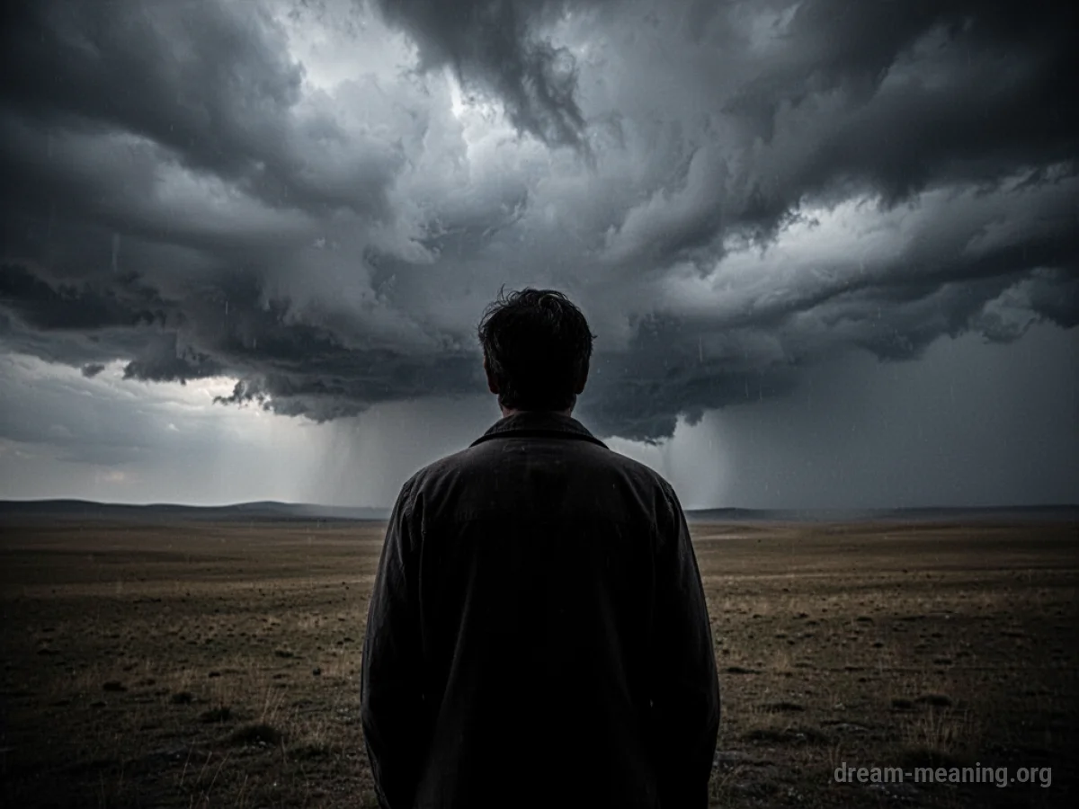 Silhouette of a person standing alone in a desolate landscape.