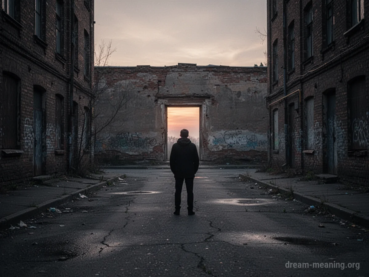 A silhouette of a person standing on an empty street.