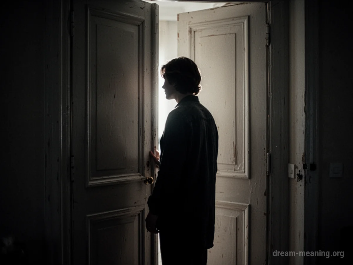 Silhouette of a person at a doorway.