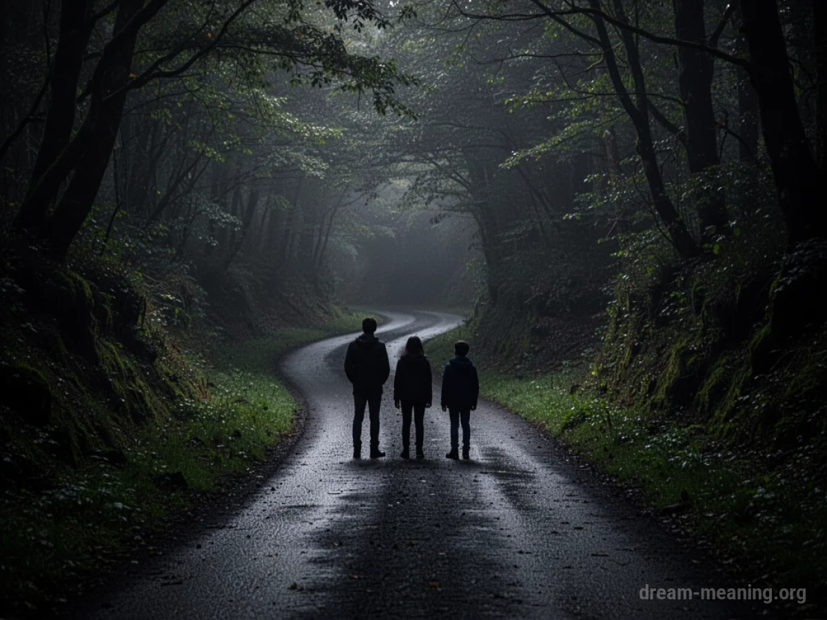 A dark, winding path stretching into the distance with no visible light.