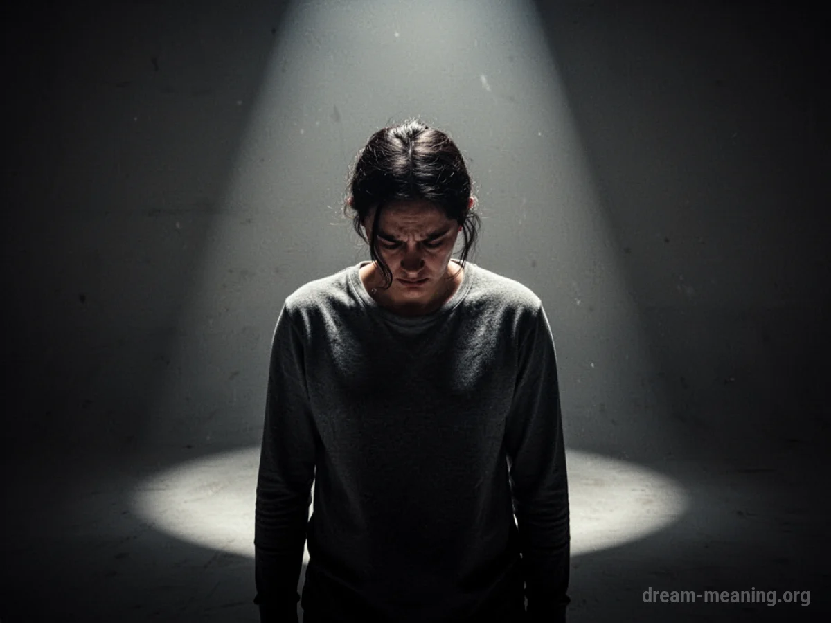 Silhouette of a person standing under a spotlight with long shadows.