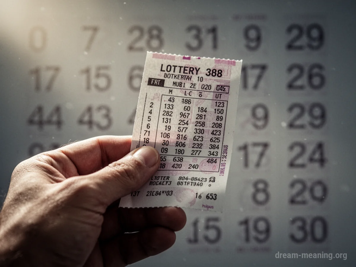 A hand holding a lottery ticket with faint numbers in the background.