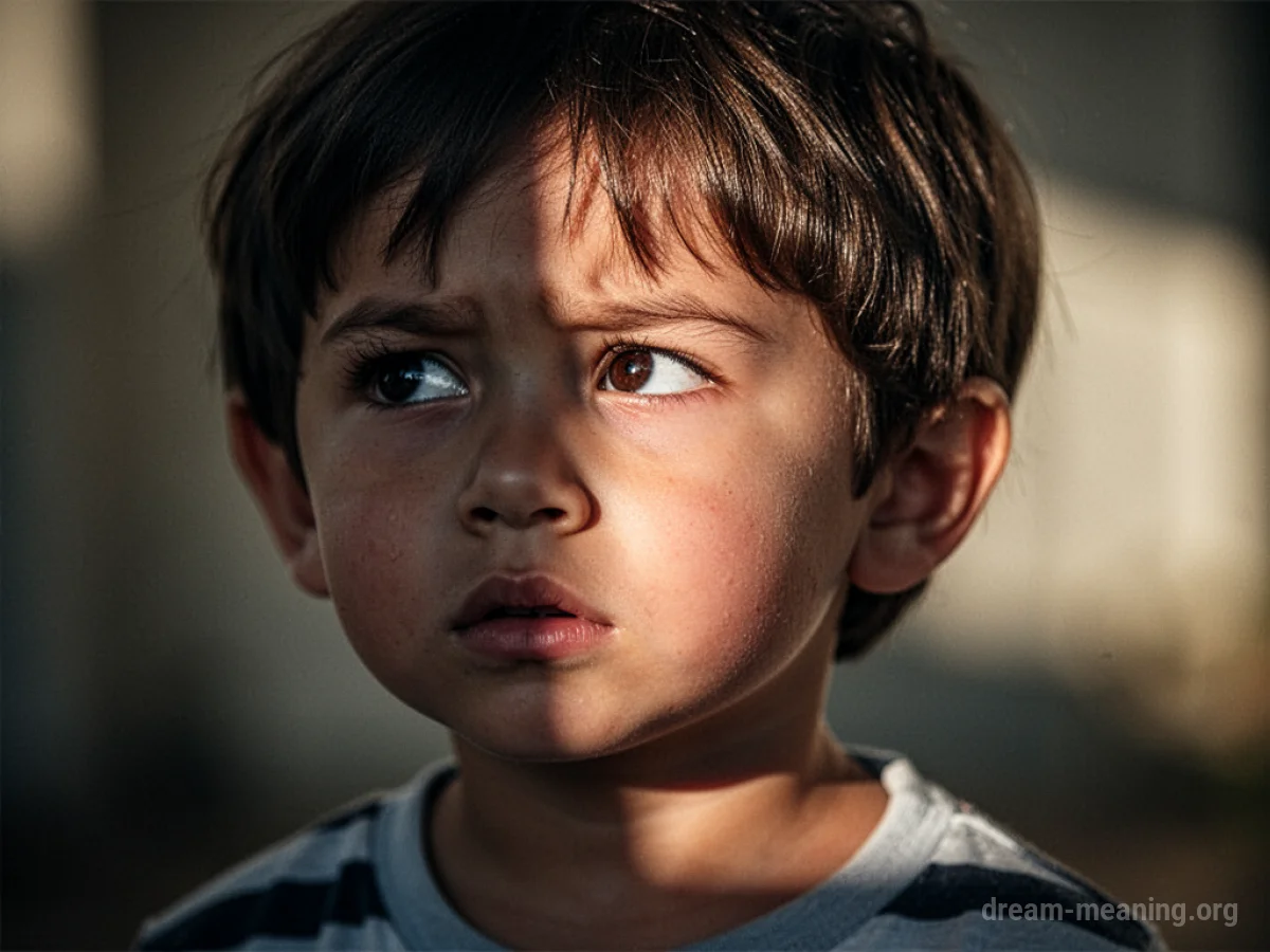 A child's face partially obscured by shadow.
