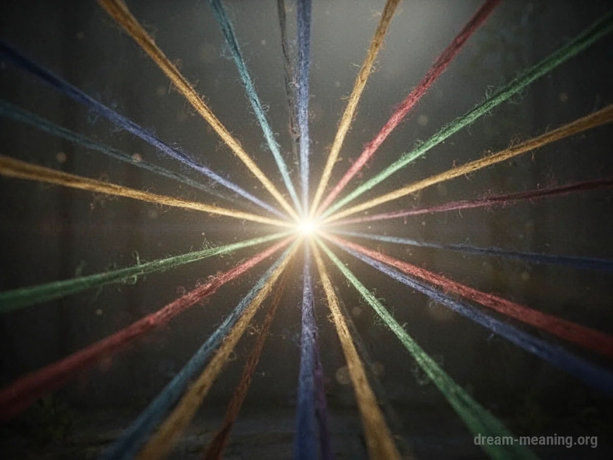 Multiple lines of different colors meeting at a single point.