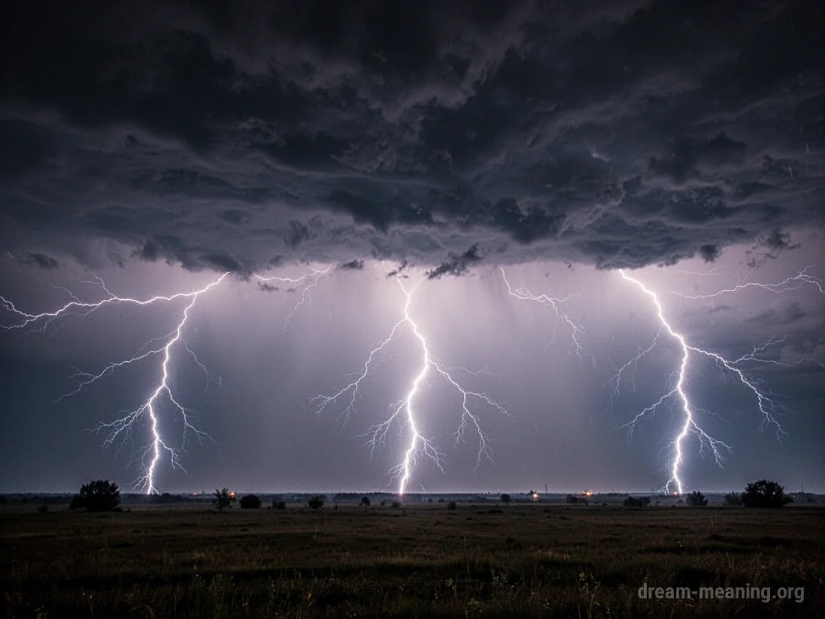 Multiple bright lightning strikes illuminating a dark night sky.