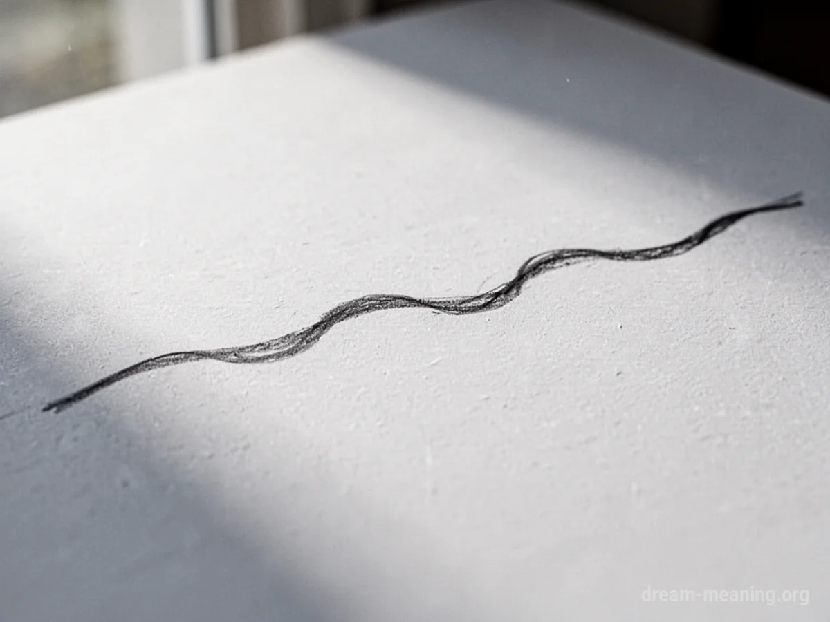 An uneven, wobbly line drawn on a plain surface.