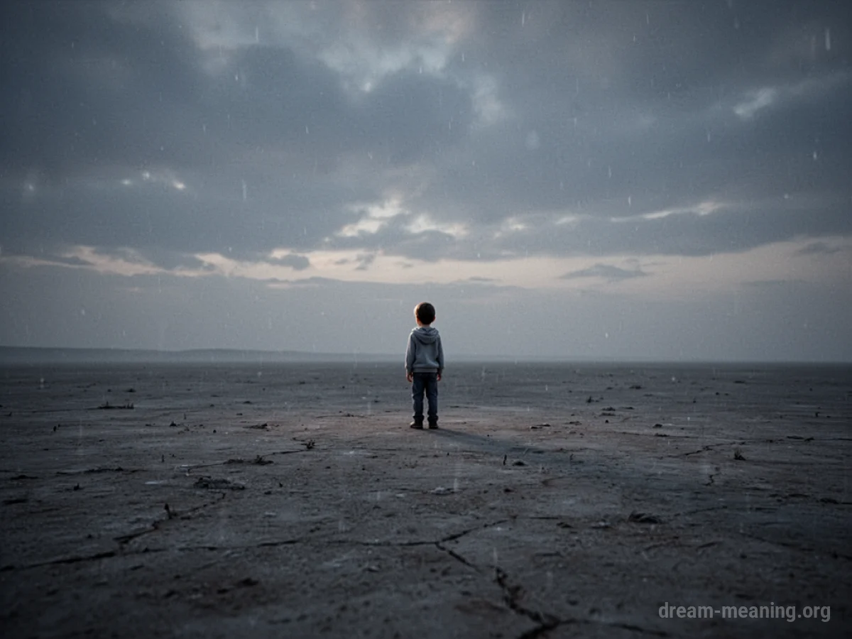 A solitary silhouette in a barren landscape.