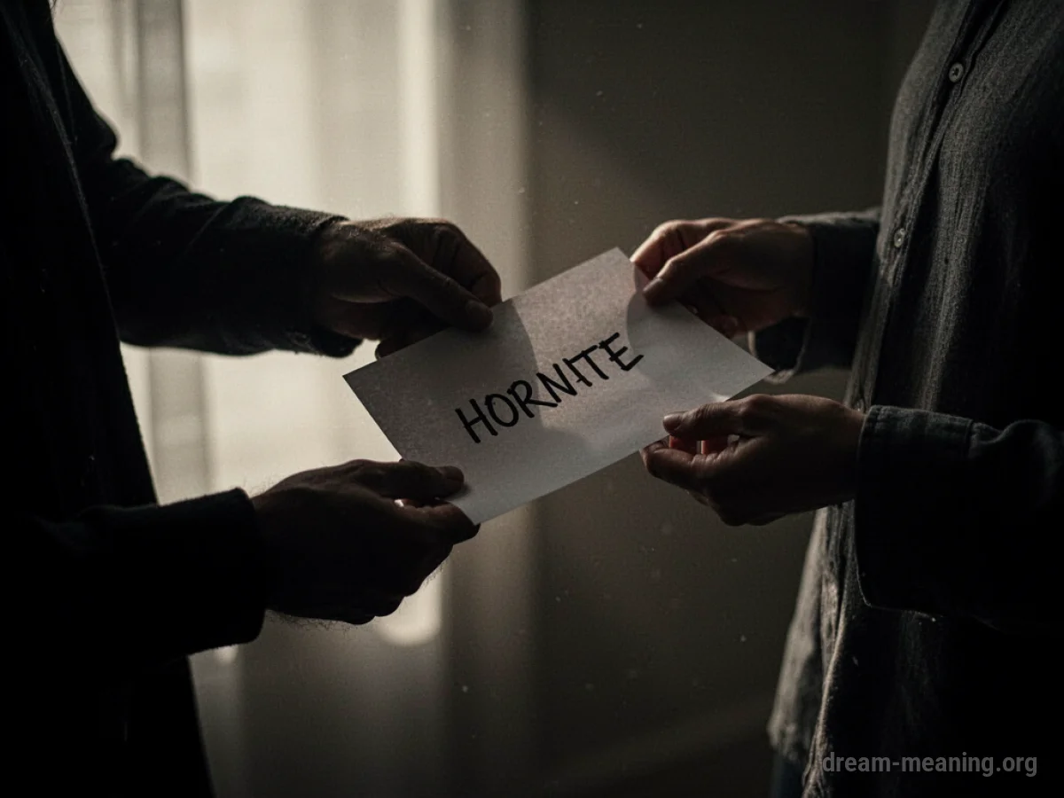 A person receiving a document from a shadowy figure.